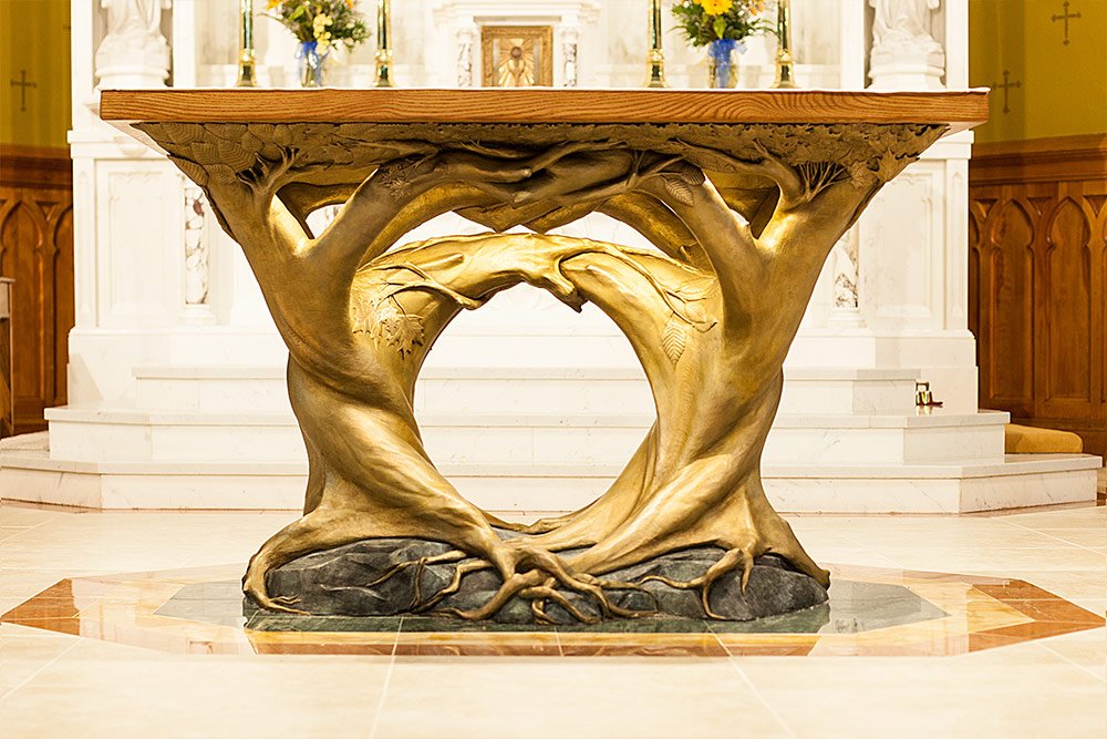 Altar Table in Bronze - St. Agnes Church - Lake Placid, NY.