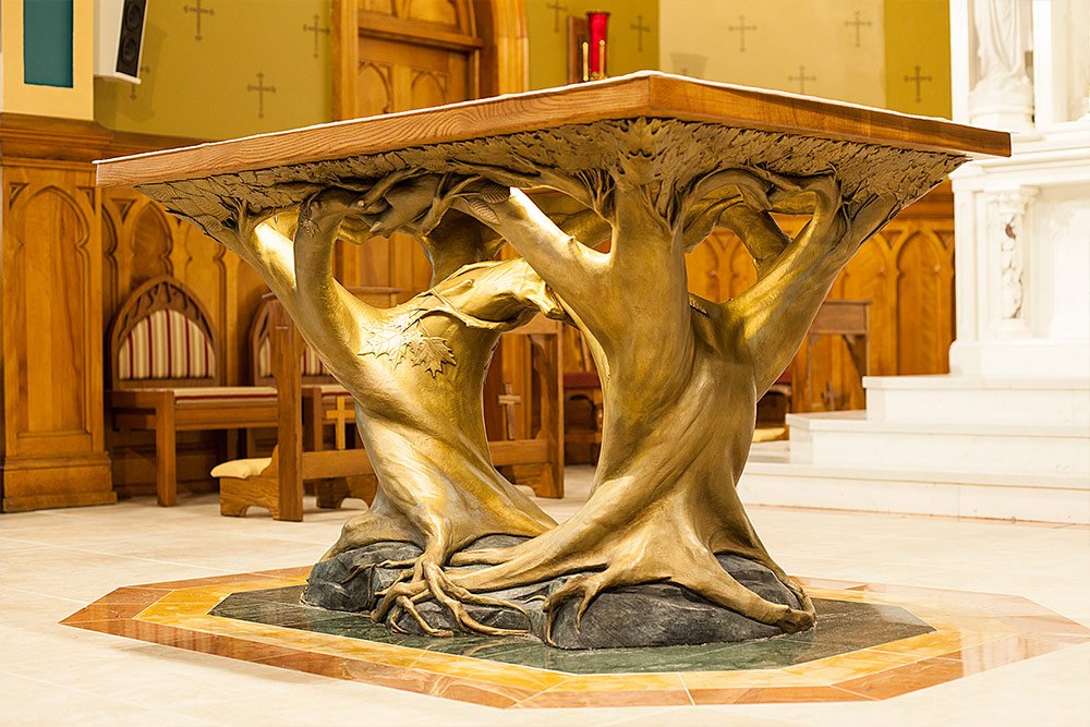 Altar Table in Bronze - St. Agnes Church - Lake Placid, NY.